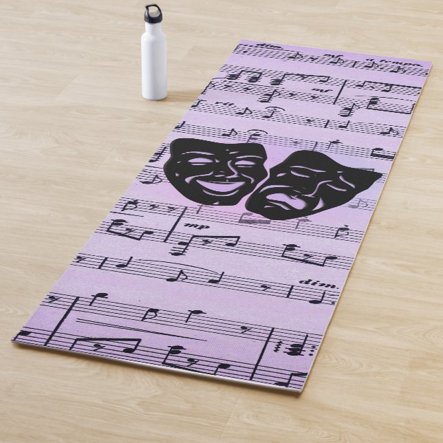 Purple Music and Theater Masks Yoga Mat (In Situ)