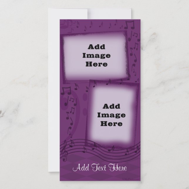 Purple Music Custom Photo Cards (Front)