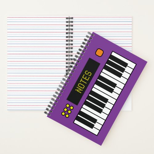 Purple Music Keyboard Spiral Notebook
