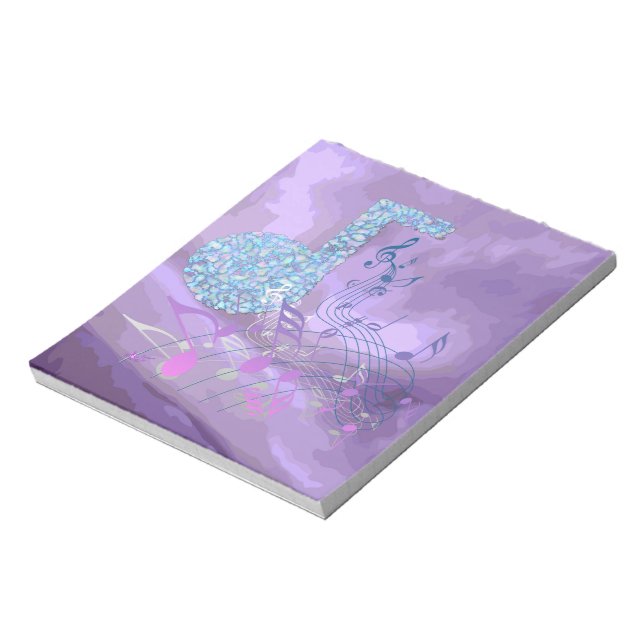 Purple Music Notes Abstract 2 Small Note Pad (Rotated)