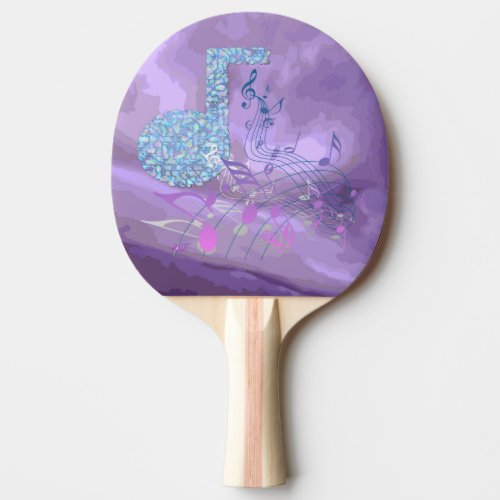 Purple Music Notes Abstract Pink Pong Paddle