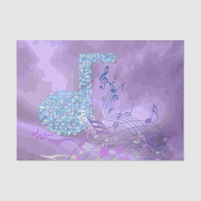 Purple Music Notes Abstract Tissue Paper/One Sheet (Front)