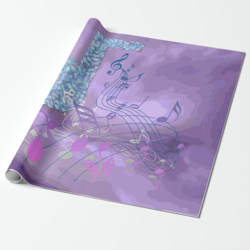 Purple Music Notes Abstract Wrapping Paper