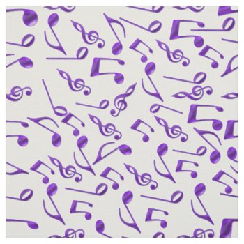 Purple Music Notes And Clefs On Any Color Fabric by UROCKDezineZone at Zazzle