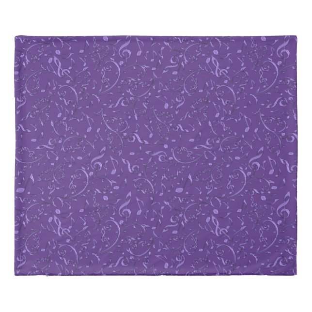Purple Music Notes Duvet Cover (Back)
