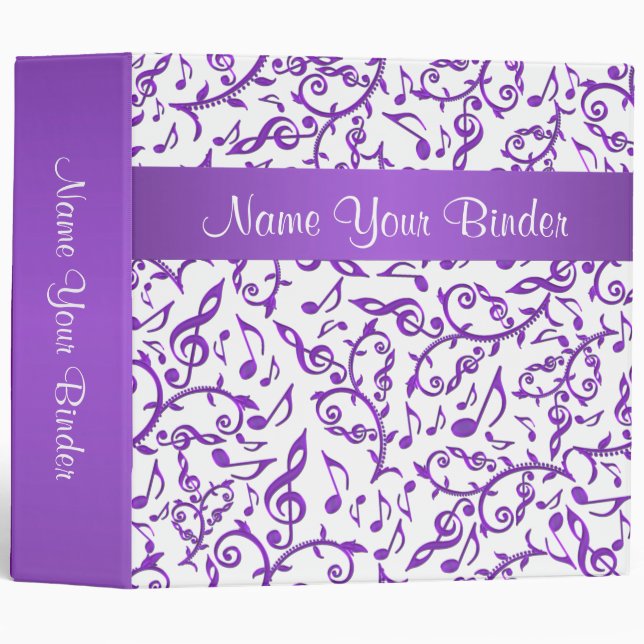 Purple Music Notes On Any Color Binder (Front/Spine)