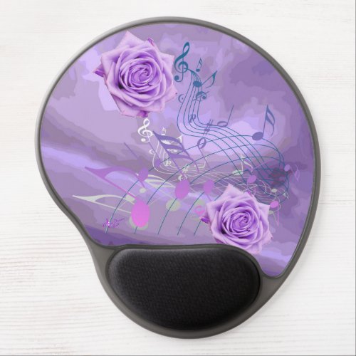 Purple Music Notes  Roses Abstract Gel Mousepad