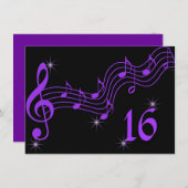 Purple Music Notes Sweet Sixteen Invitation (Front/Back)
