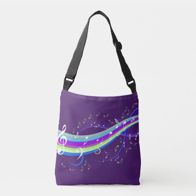 Purple Music Notes Wave Tote Bag (Front)