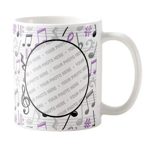 Purple Music Pattern Photo Mug