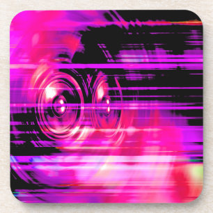 Purple music speakers beverage coaster
