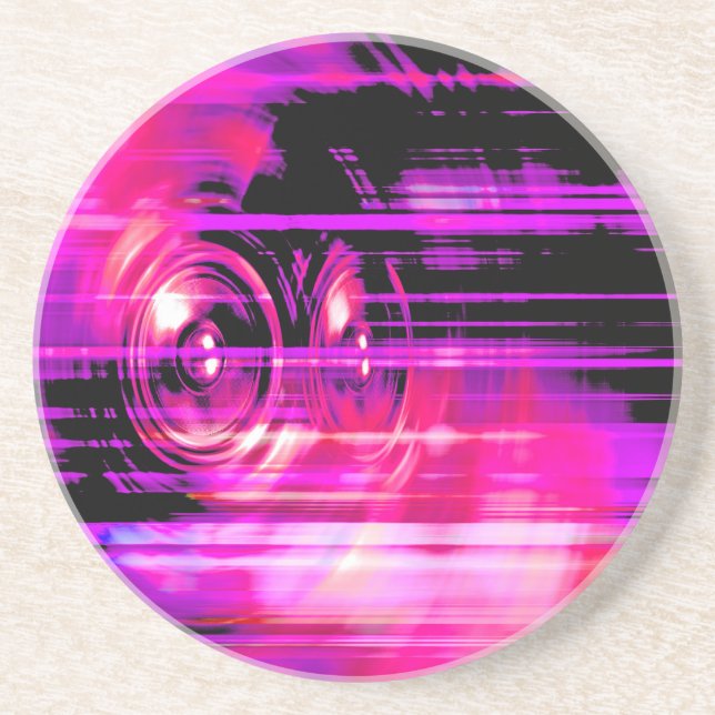 Purple music speakers coaster (Front)