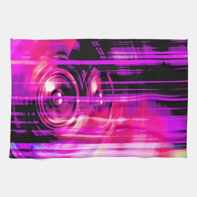 Purple music speakers kitchen towel (Horizontal)