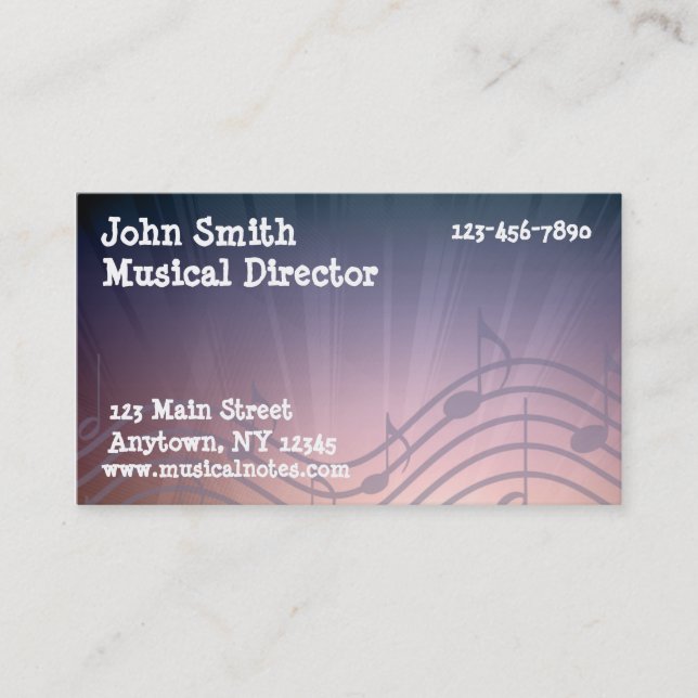 Purple Musical Notes Business Card (Front)