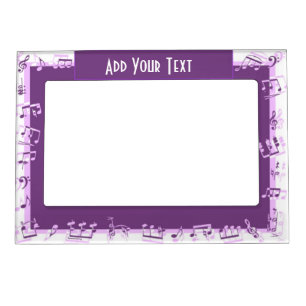 Purple musical notes magnetic photo frame