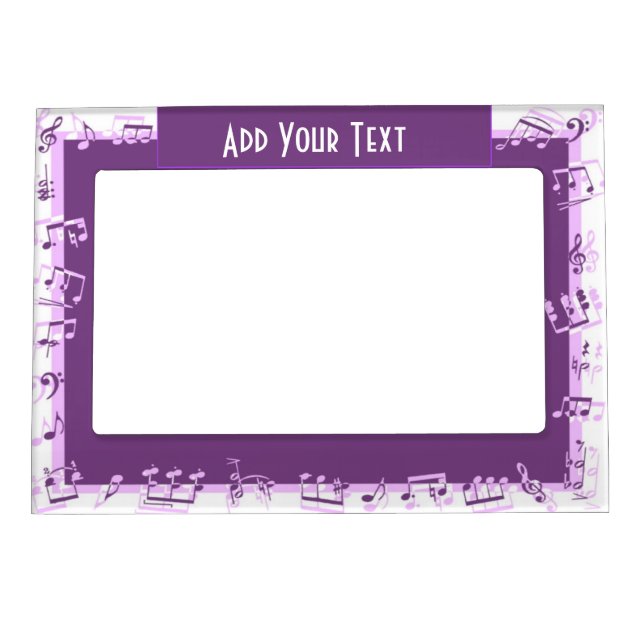 Purple musical notes magnetic photo frame (Front)