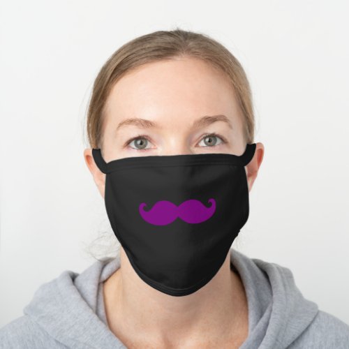 Purple Mustache Black Cotton Face Mask