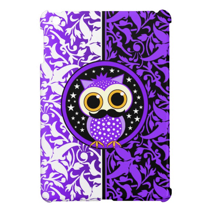 purple mustache owl iPad mini cases