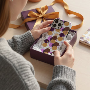 Purple Mustard Gold Boho Hexagon Memphis Abstract iPhone 16 Pro Max Case