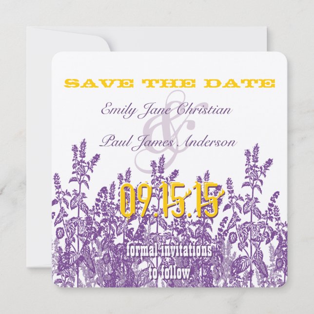 Purple Mustard Yellow Wild Flower Save the Date (Front)