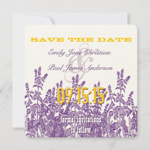 Purple Mustard Yellow Wild Flower Save the Date