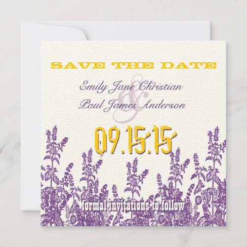 Purple Mustard Yellow Wild Flower Save the Date