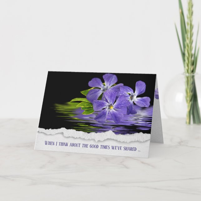 Purple Myrtle Flower Friendship Card (Front)