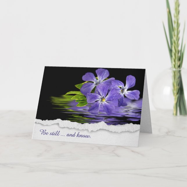Purple Myrtle Flower Thinking of You Card (Front)