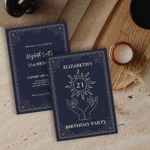 Purple Mystic Astrology Star 21st Birthday Invitation