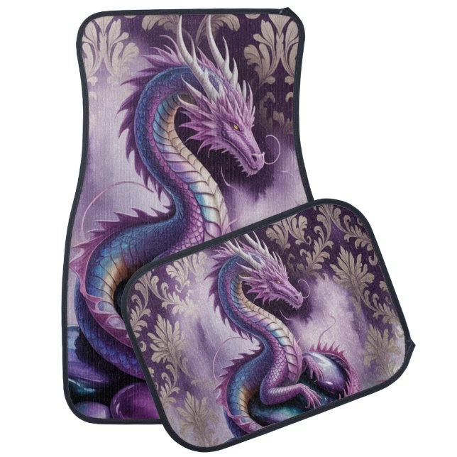 Purple Mystic Dragon Gothic Car Floor Mat (Set)