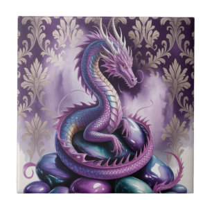 Purple Mystic Dragon Gothic Ceramic Tile