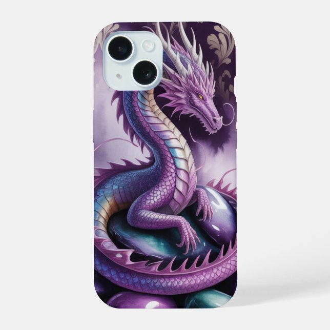Purple Mystic Dragon Gothic iPhone 15 Case (Back)