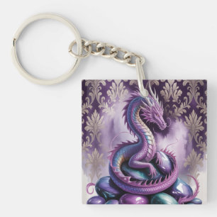 Purple Mystic Dragon Gothic Keychain