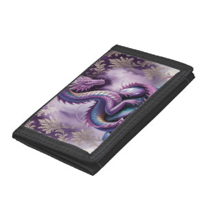 Purple Mystic Dragon Gothic Tri-fold Wallet