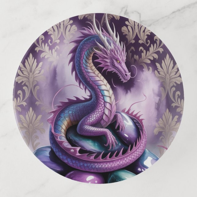 Purple Mystic Dragon Gothic Trinket Tray (Front)