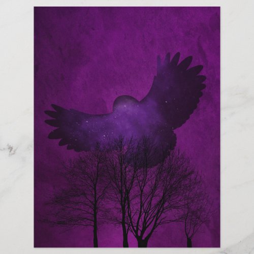 Purple Mystic Owl Scrapbook Paper