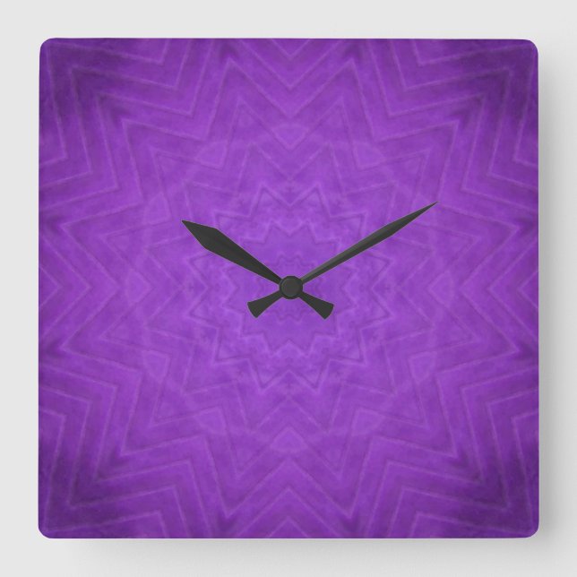 Purple Mystical Mandala Square Wall Clock (Front)