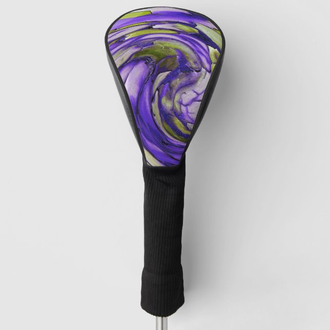 Purple N Lime Abstract Art  Golf Head Cover (Front)