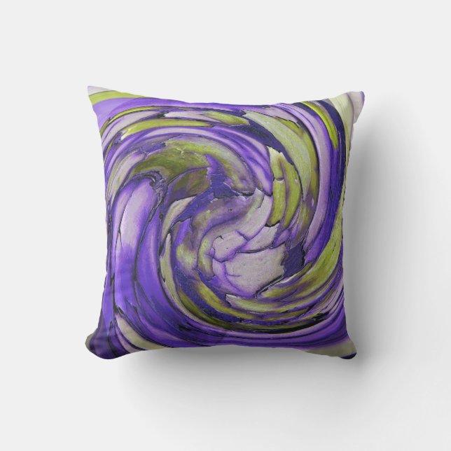 Purple N Lime Abstract Art Outdoor Pillow (Front)