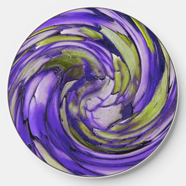 Purple N Lime Abstract Art Wireless Charger (Front)
