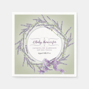Purple n Sage Baby Shower Watercolor Lavender Art Napkins