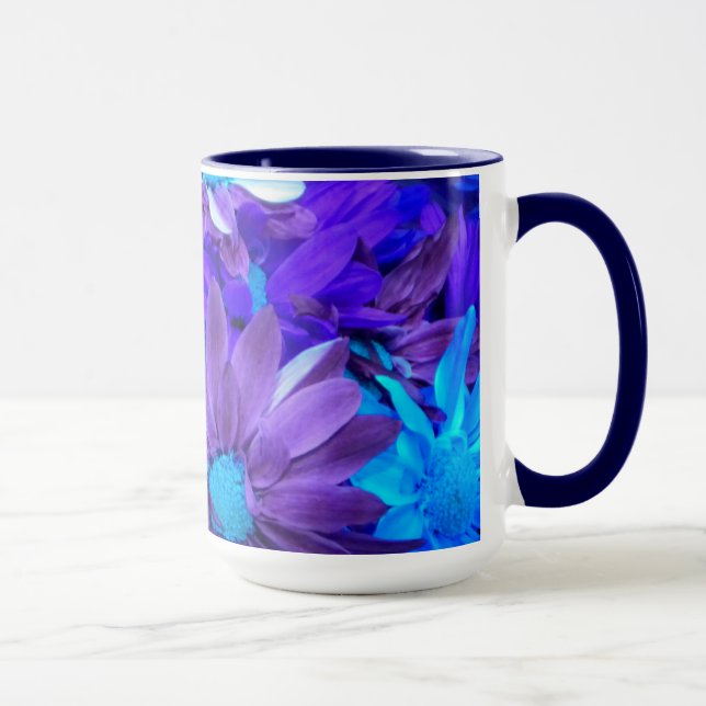 Purple N Turquoise Daisies Bouquet Mug (Right)