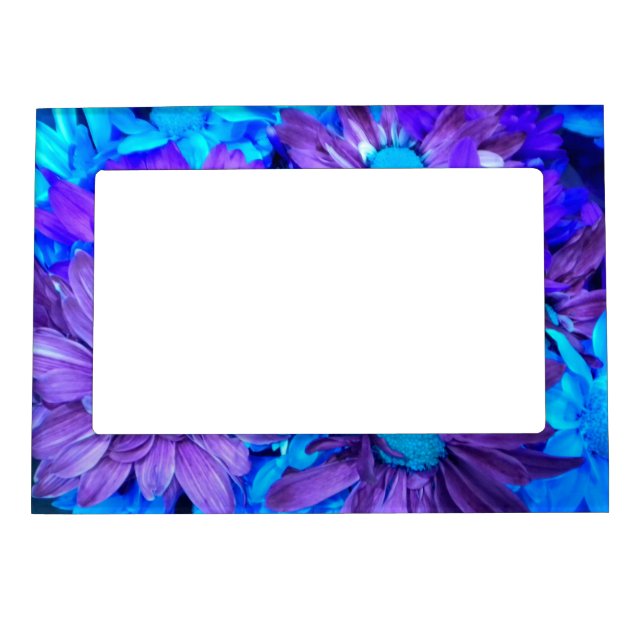 Purple N Turquoise Daisies Magnetic Photo Frame (Front)