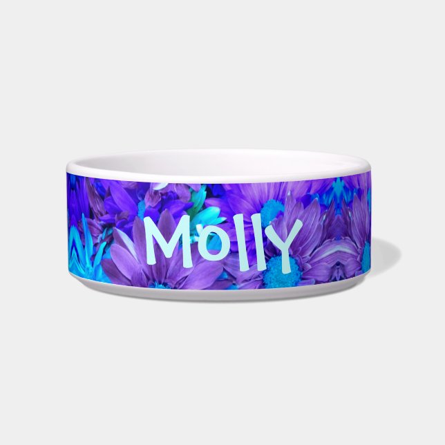 Purple N Turquoise Daisies Personalized Bowl (Front)