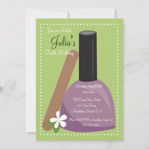 Purple Nail Polish Birthday Invite