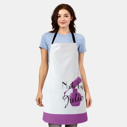 Purple Nail Polish Personalized White Apron