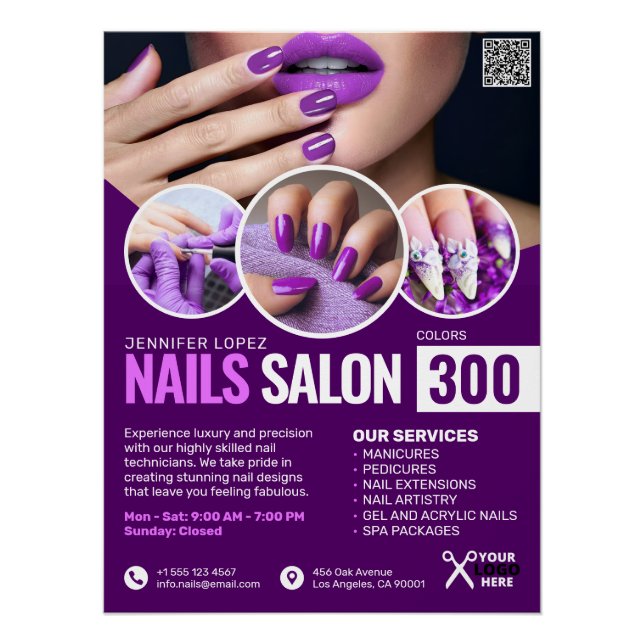 Purple Nail Salon, Beauty Salon, Glossy Poster (Front)