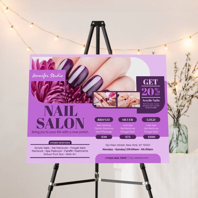 Purple Nail Salon, Makeup Artist (Horizontal) Foam Board (In Situ (Stand))