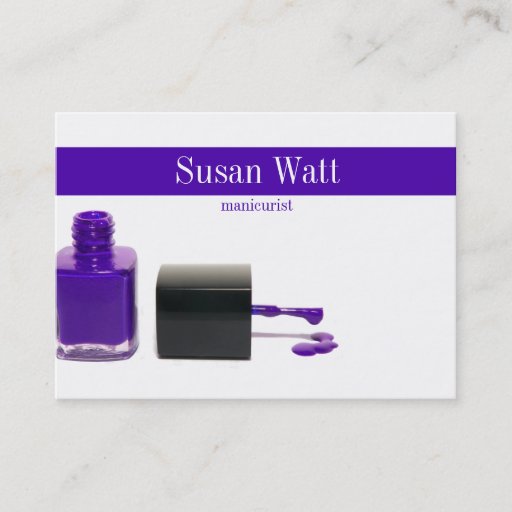 Customizable Purple Nail Technician Business Card