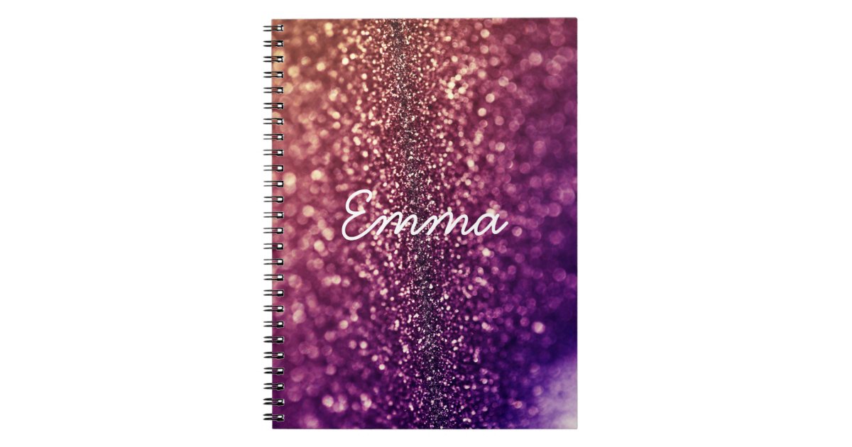 Purple name EMMA bling glitter notebook | Zazzle.com